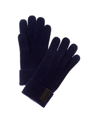 Portolano Leather-trim Cashmere Gloves In Blue