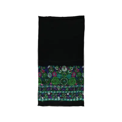Roberto Cavalli Black And Multicolor Floral Print Scarf - '10s In Multi