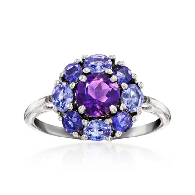 Ross-simons Amethyst, . Tanzanite And . Iolite Ring With Diamonds In 14kt White Gold In Purple