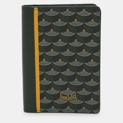 Fauré Le Page Green Coated Canvas And Leather Bifold Card Case In Green