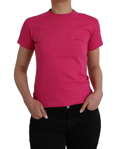 Pre-owned Balenciaga Pink Cotton Crew Neck Short Sleeves Tee Top Women's T-shirt ()