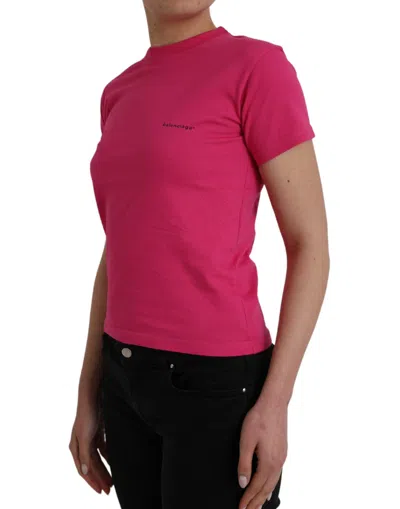 Pre-owned Balenciaga Pink Cotton Crew Neck Short Sleeves Tee Top Women's T-shirt ()