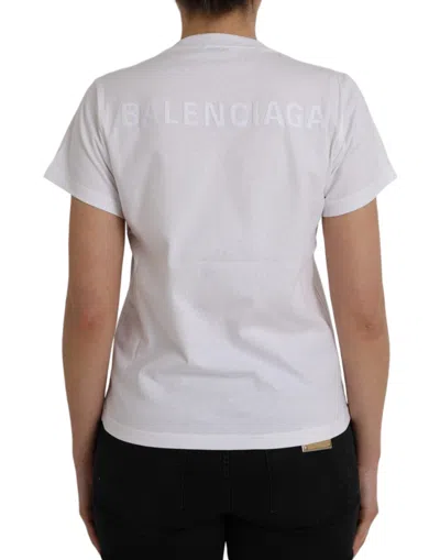 Pre-owned Balenciaga White Cotton Crew Neck Short Sleeves Women's T-shirt ()
