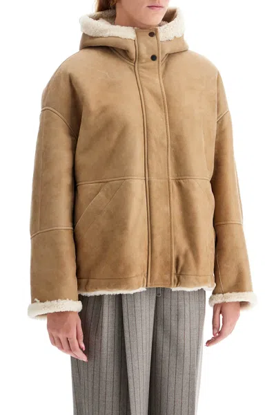 Brunello Cucinelli Reversible Shearling Jacket In Beige
