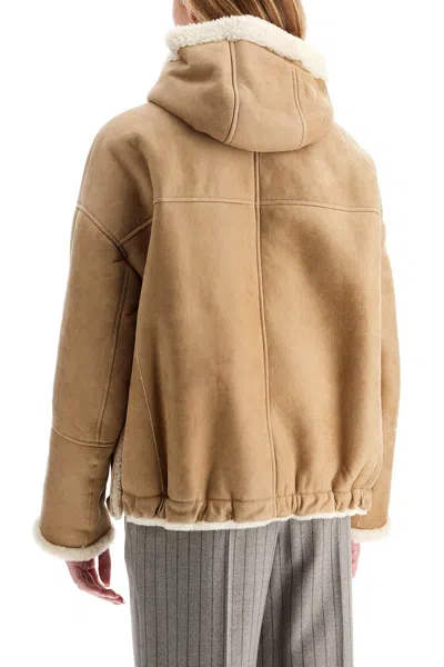 Brunello Cucinelli Reversible Shearling Jacket In Beige