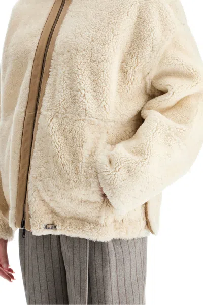 Brunello Cucinelli Reversible Shearling Jacket In Beige
