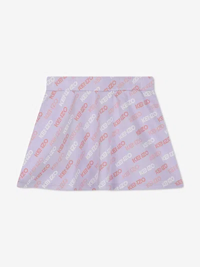 Kenzo All-over Logo Print Mini Skirt In Purple