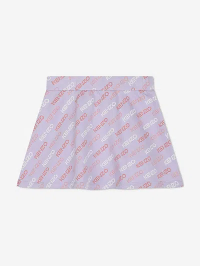 Kenzo All-over Logo Print Mini Skirt In Purple