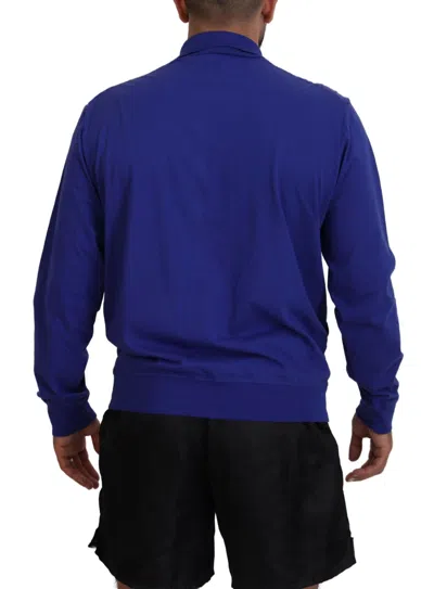 Pre-owned Dsquared2 Dsquared² Blue Cotton Printed Collared Men Full Zip Men's Sweater ()