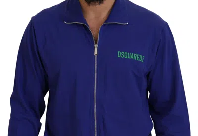 Pre-owned Dsquared2 Dsquared² Blue Cotton Printed Collared Men Full Zip Men's Sweater ()