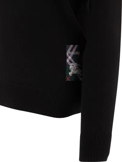 Burberry Ekd Patch Ribbed Knit Sweater In Black