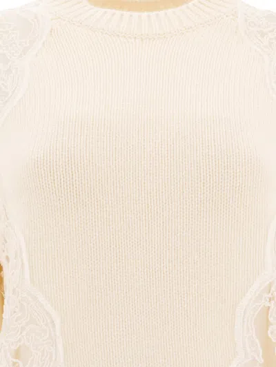 Elie Saab Knitted Sweater With Lace Inserts