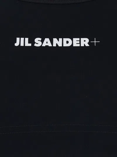 Jil Sander Black Sports Bra With Logo Lettering On The Front In Tech Fabric Stretch Woman In Black