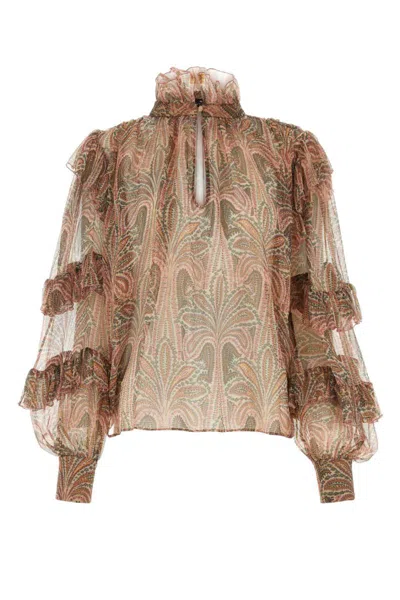 Etro Ruffled Paisley-print Silk Blouse In Printed
