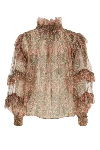 Etro Ruffled Paisley-print Silk Blouse In Printed