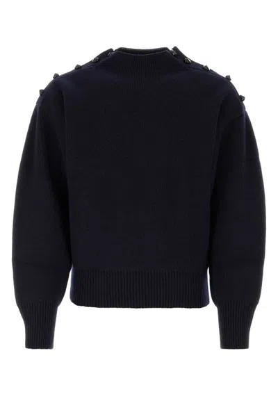 Ferragamo Studded Mock-neck Knitted Jumper In Blue