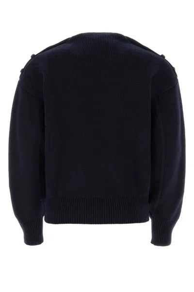 Ferragamo Studded Mock-neck Knitted Jumper In Blue