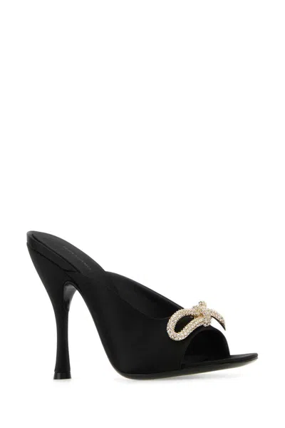 Ferragamo Elegant Satin Flats With 10.5 Cm Heel For Women In Black