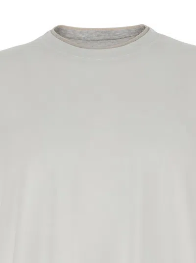 Eleventy White Crewneck T-shirt With Layered Collar In White