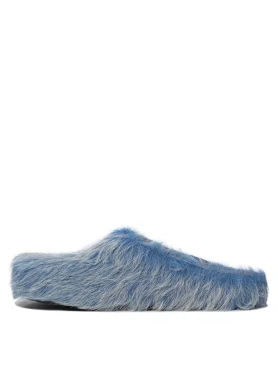 Marni Ponyskin And Leather Mules In Blue