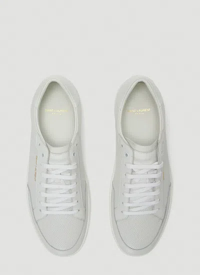 Saint Laurent Low-top Leather Sneakers Round Toe In White