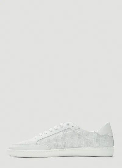 Saint Laurent Low-top Leather Sneakers Round Toe In White
