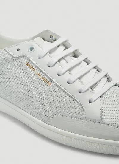 Saint Laurent Low-top Leather Sneakers Round Toe In White