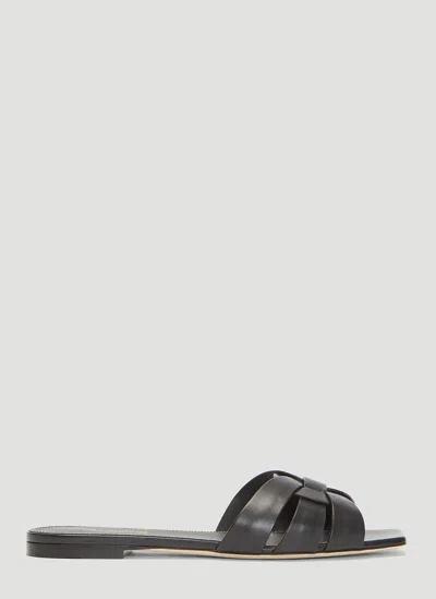 Saint Laurent Paris Women Tribute Mules In Smooth Leather In Black