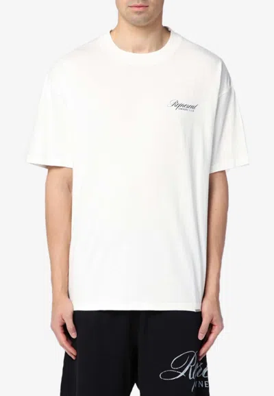 Represent White Crewneck T-shirt With With Front And Back Owners Club Print In Cotton Man In White
