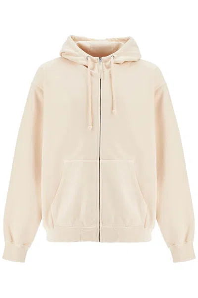 Maison Margiela Oversized Écru Hoodie With Numeric Logo In Neutro