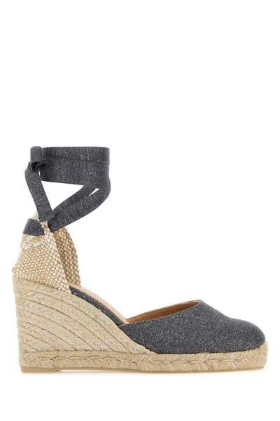 Castaã±er Castaner Lurex Carina Wedge Espadrilles In Plata