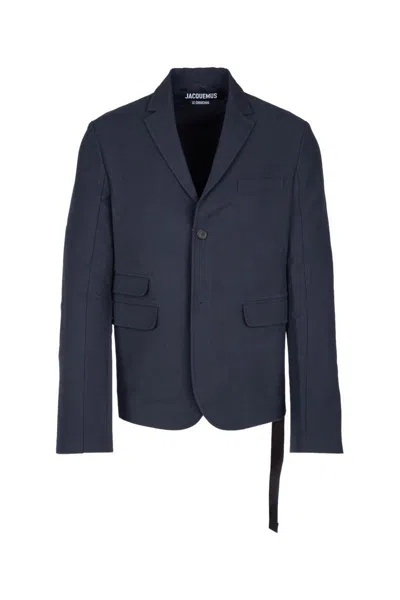 Jacquemus La Veste Piccinni Belted Jacket Featuring Notch Lapels In Navy