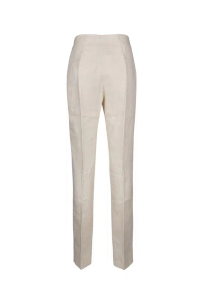 Jacquemus White Slim Fit Pant In Beige