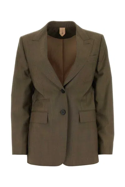 Max Mara Wool Blend Apice Blazer With Front Pockets In Brown