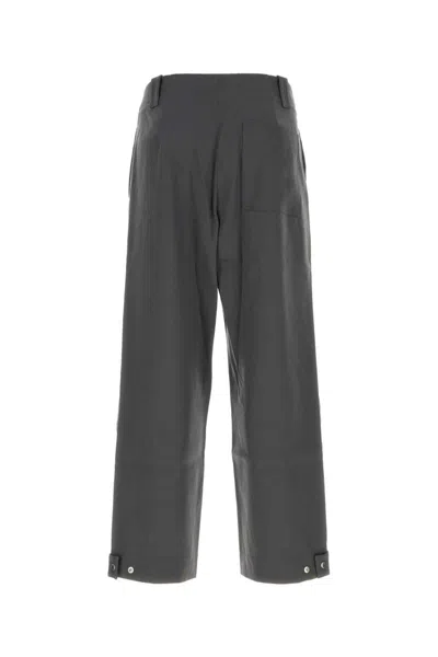 Oamc Dark Grey Wool/cotton Trousers With Zip Detail In Gray