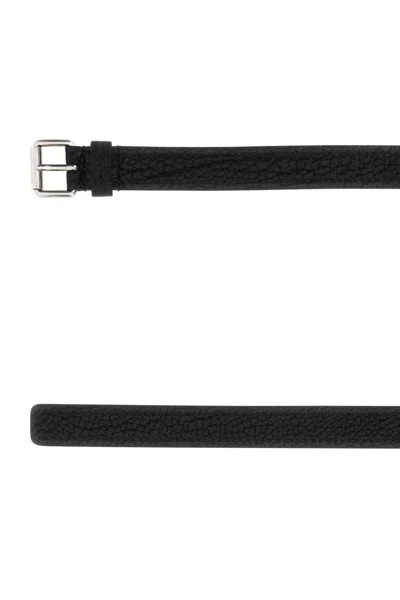 Prada Men Black Leather Belt In Black