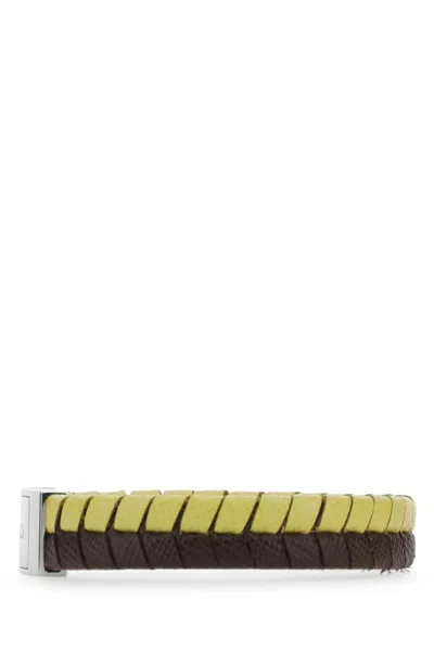 Prada Two-tone Leather Bracelet In Multicoloured