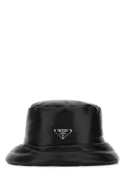 Prada Cappello Da Pescatore In Naplak Nero Donna In Black