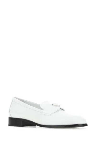 Prada Mocassini In Pelle Bianca  Donna In White