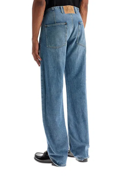 Moschino Straight Jeans With Adjustable Waistband In Blue