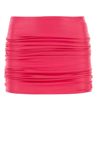 Attico Fuchsia Stretch Nylon Mini Skirt In Pink