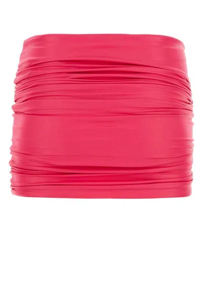 Attico Fuchsia Stretch Nylon Mini Skirt In Pink