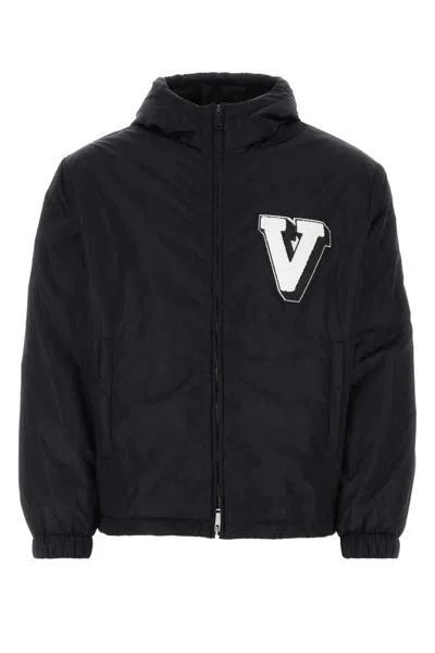 Valentino Navy Blue Nylon Jacket In Blue