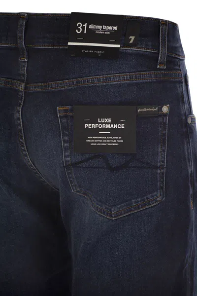 7 For All Mankind Slimmy Tapered Alto - Mid-rise Skinny Jeans In Navy
