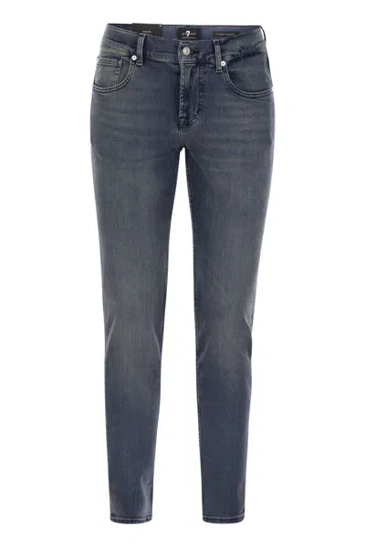 7 For All Mankind Slimmy Tapered Globe - Skinny Medium-waisted Jeans In Blue Denim