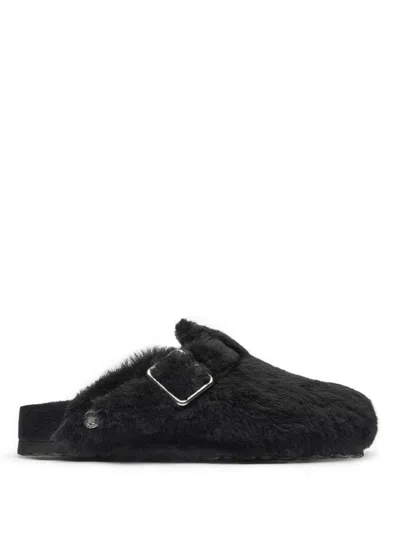 Birkenstock Shearling Boston Clogs In Black