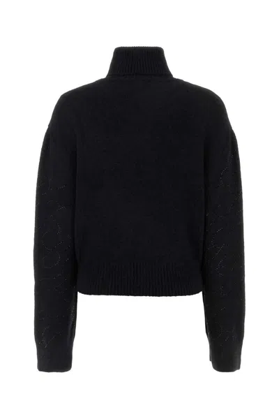 Blumarine Ribbed Alpaca Blend Sweater With Cropped Cut In Black