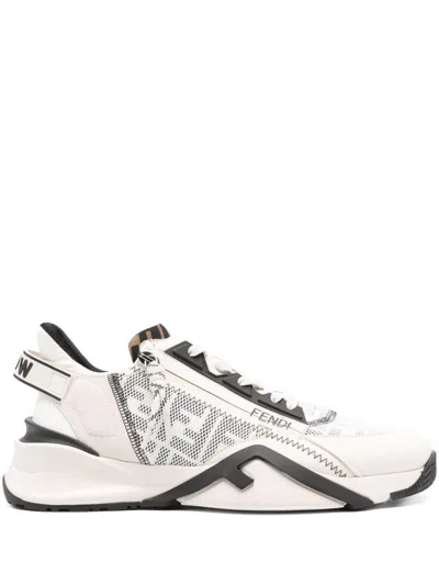 Shop Fendi Lycra And Leather Flow Slip On Sneakers Shoes In White