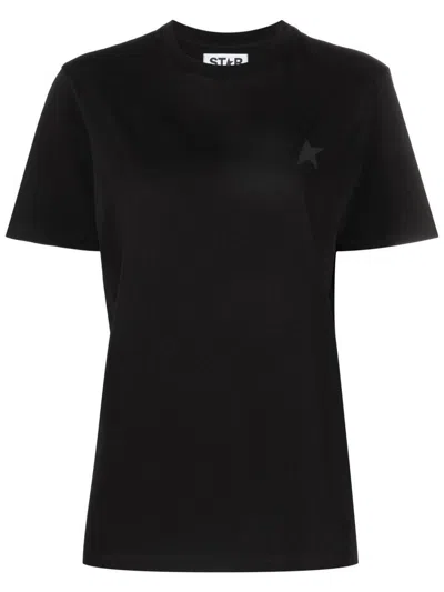 Golden Goose Cotton T-shirt With Iconic Frontal Star In Black