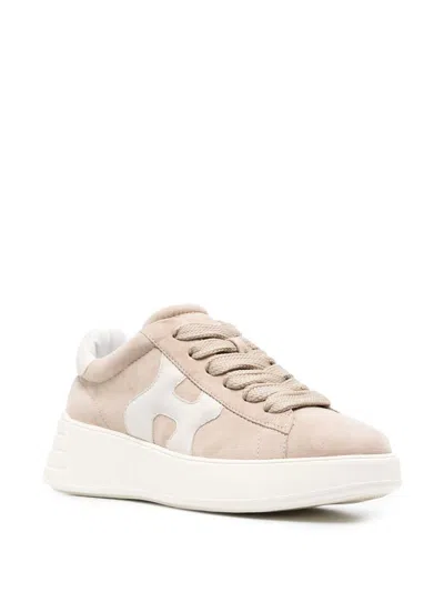Shop Hogan Rebel Suede Sneakers Shoes In Beige